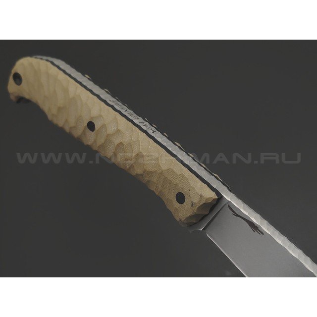 Волчий Век нож Old School сталь 95Х18 WA стоунвош, рукоять G10 tan, пины карбон