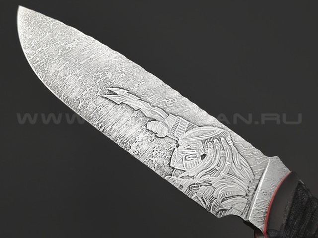Волчий Век нож Команданте "Чужой против Хищника" сталь 95Х18 WA худ.травление, рукоять G10 black, пины карбон