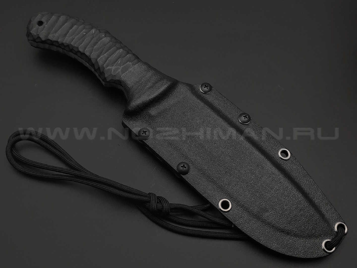 Волчий Век нож Команданте Custom сталь 95Х18 WA худ.травление Хаотик, рукоять G10 black, пины карбон