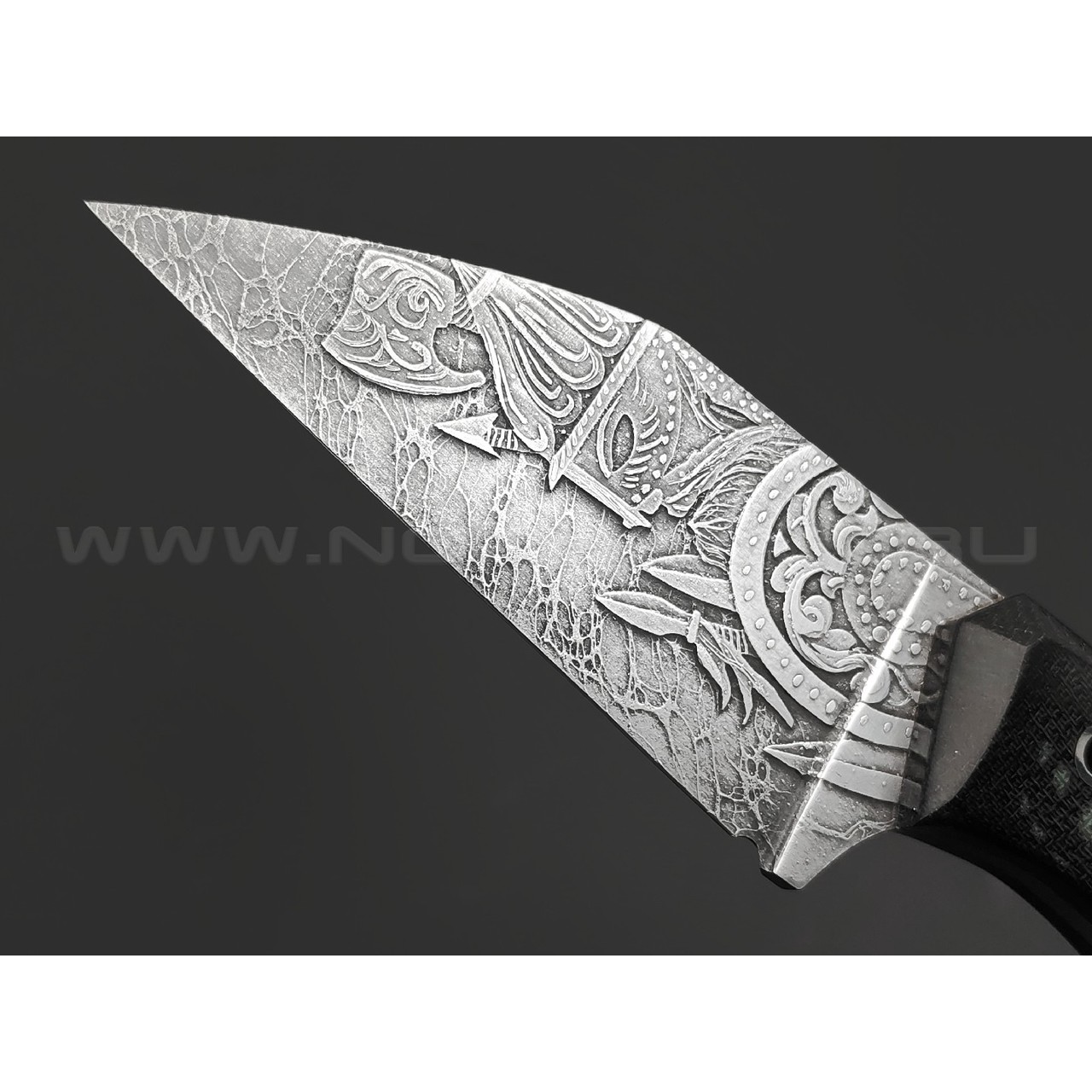 Волчий Век нож Wharn Viking Edition сталь N690 WA худ.травление, рукоять Микарта