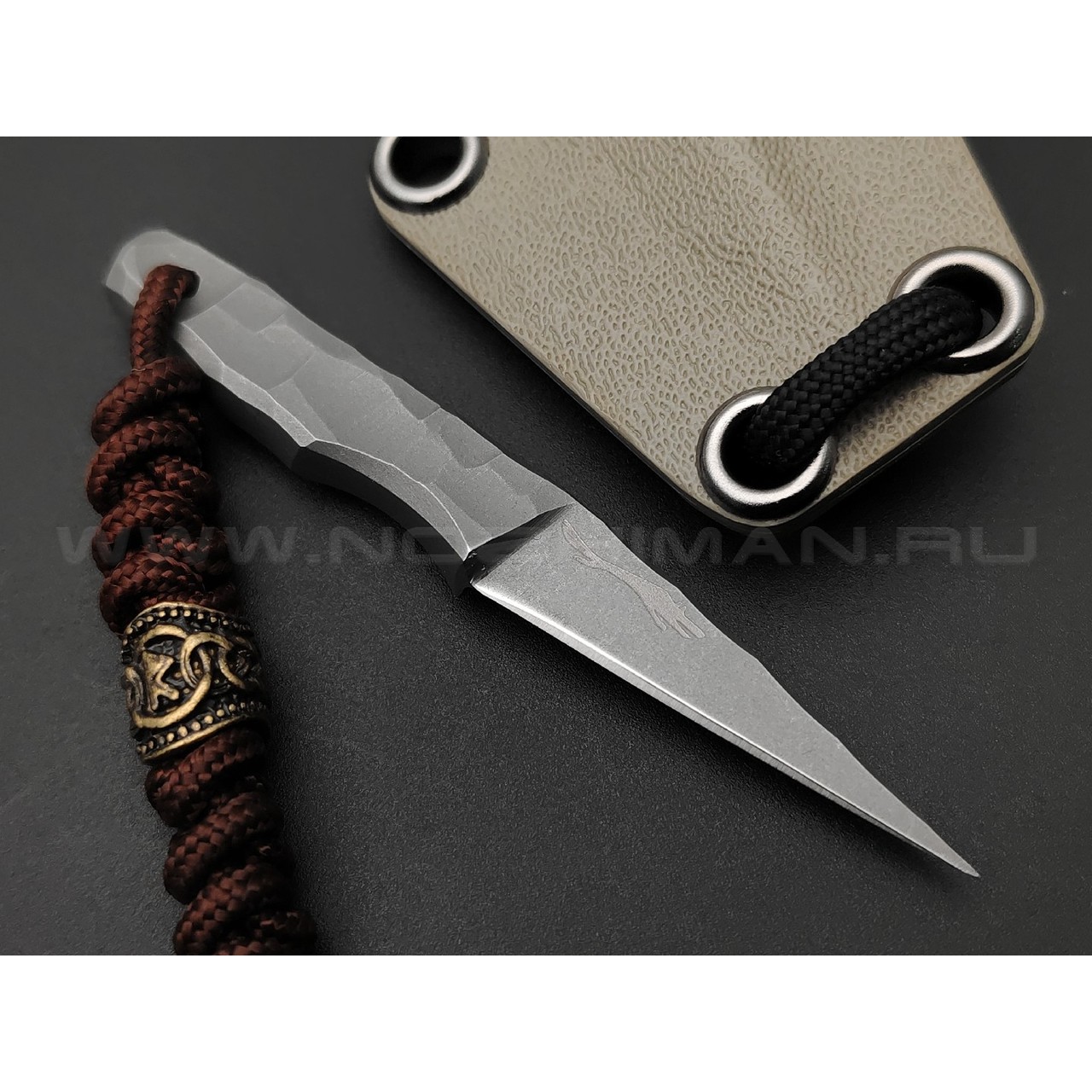 Волчий Век нож Мини Скелетник сталь 95Х18 WA стоунвош, рукоять Сталь, kydex tan