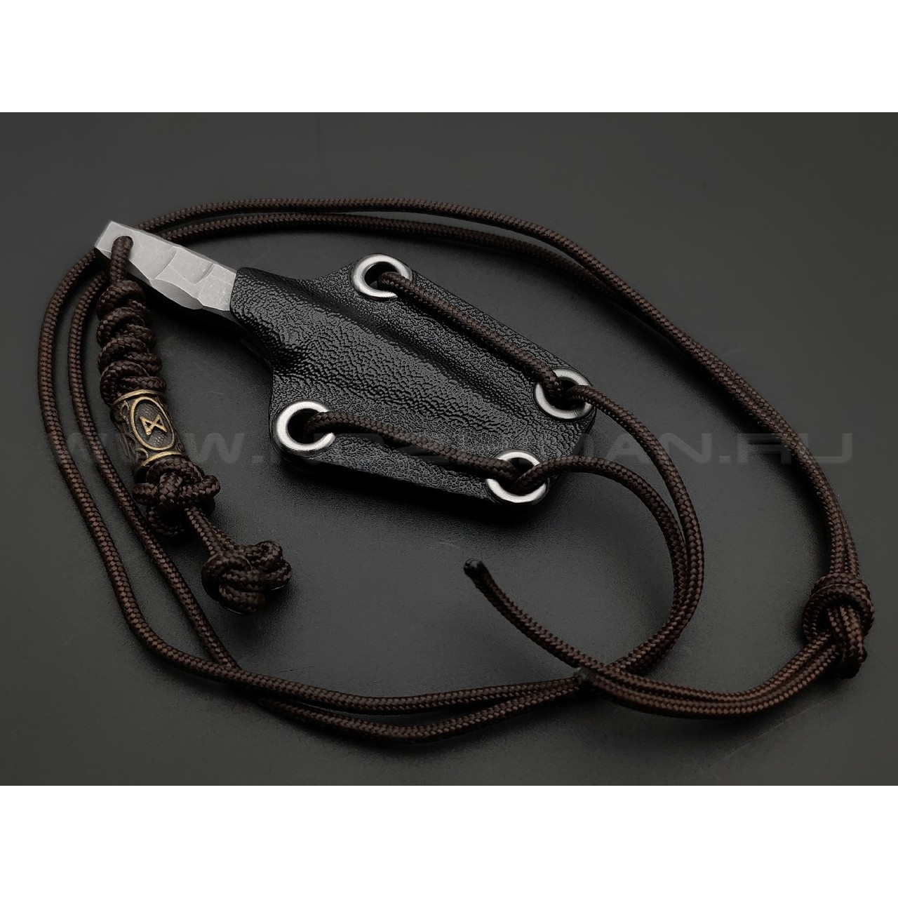 Волчий Век нож Мини Скелетник сталь 95Х18 WA стоунвош, рукоять Сталь, kydex black