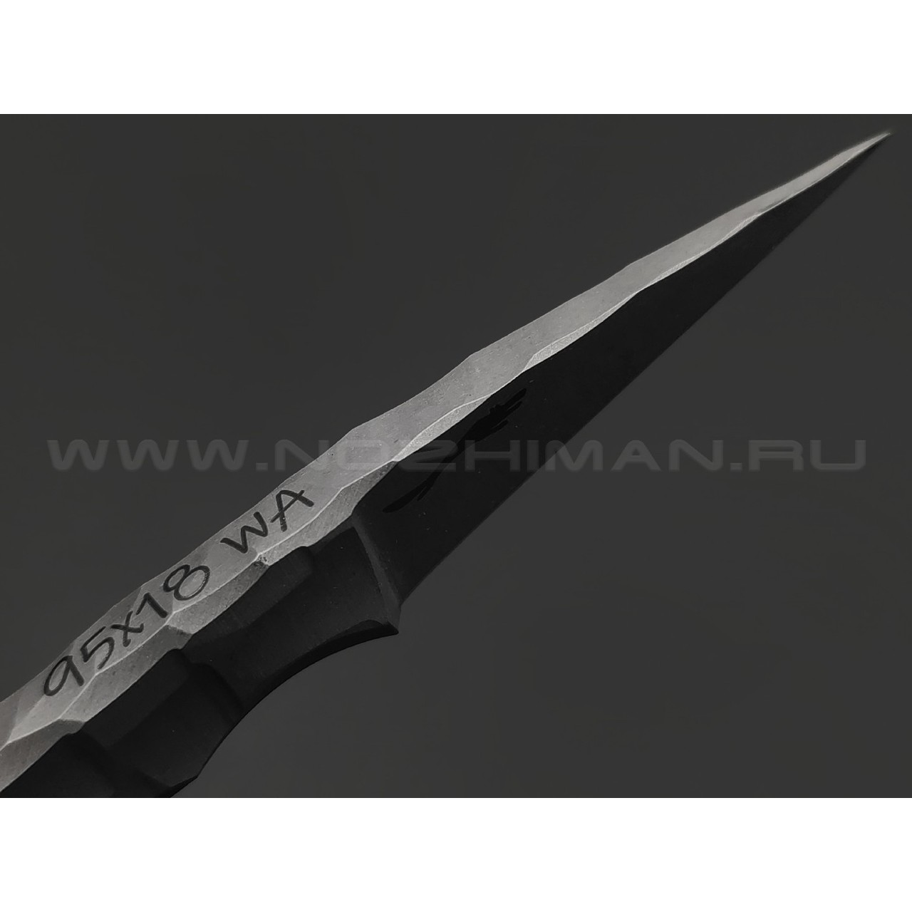 Волчий Век нож Мини Скелетник сталь 95Х18 WA стоунвош, рукоять Сталь, kydex black