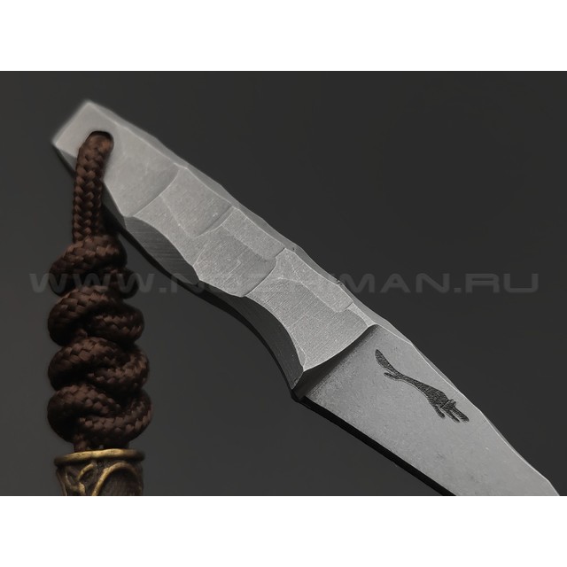 Волчий Век нож Мини Скелетник сталь 95Х18 WA стоунвош, рукоять Сталь, kydex black