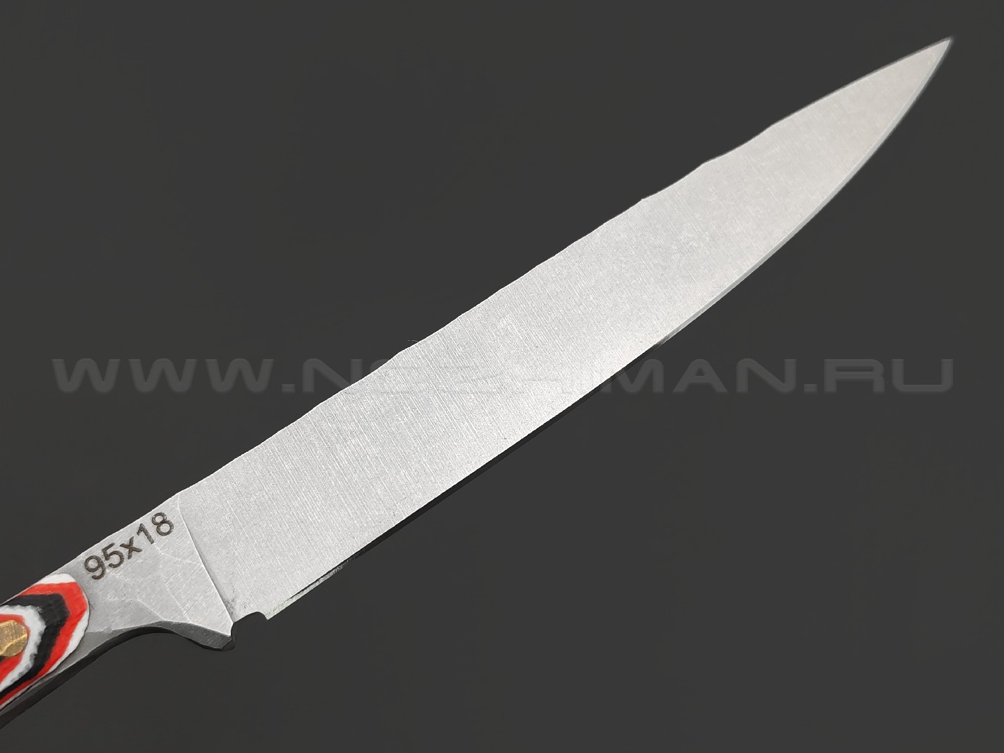 Андрей Кулаков нож KUL023 сталь 95Х18, рукоять G10 black-red & white
