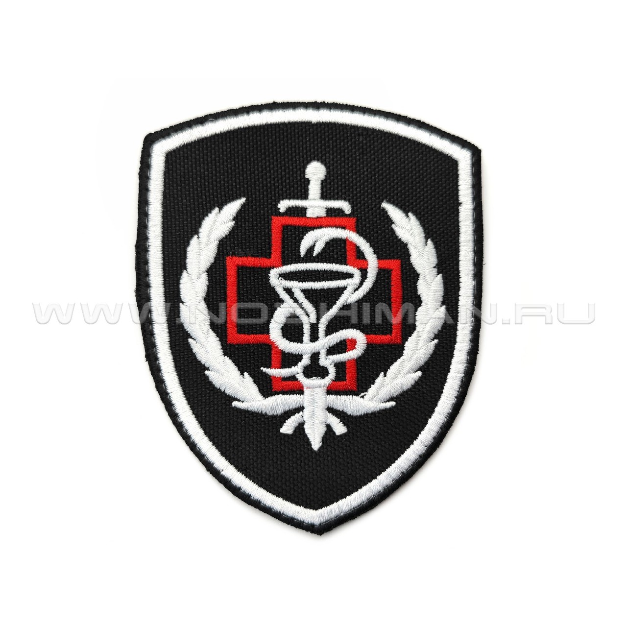 Патч П-509 "Медицинская служба на щите" черно-белый