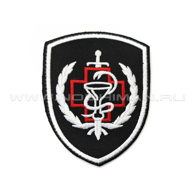 Патч П-509 "Медицинская служба на щите" черно-белый