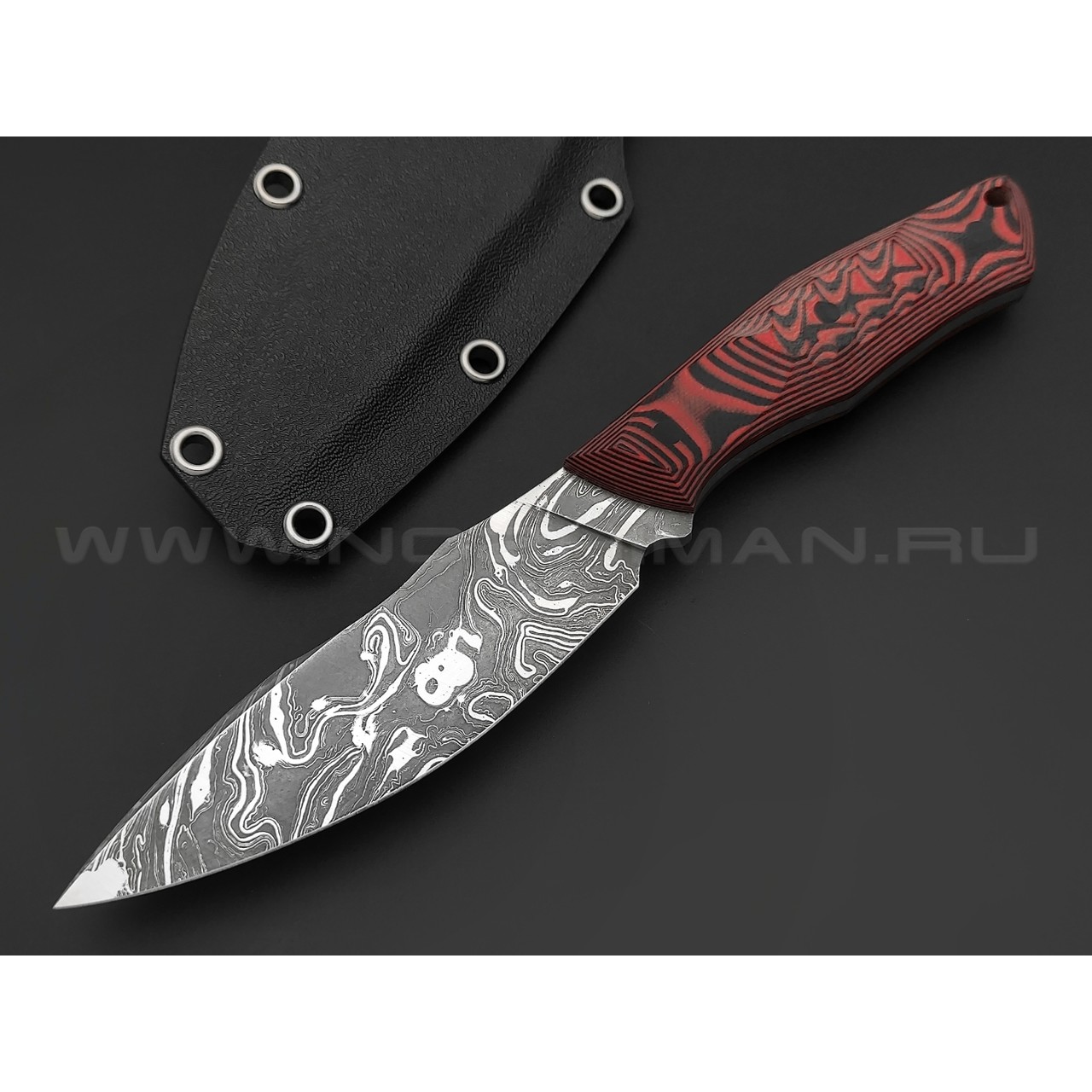 Neyris Knives нож Химера сталь N690 травление, рукоять G10 black & red, пины карбон