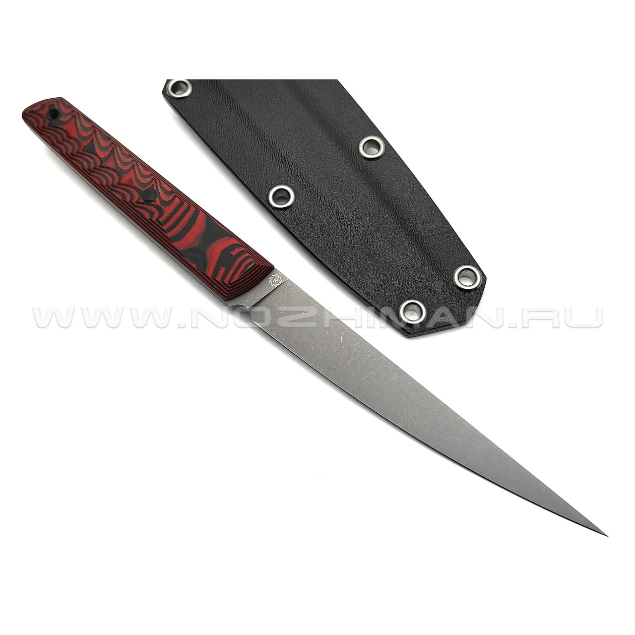 Neyris Knives нож Хада сталь N690 стоунвош, рукоять G10 black & red, пины карбон