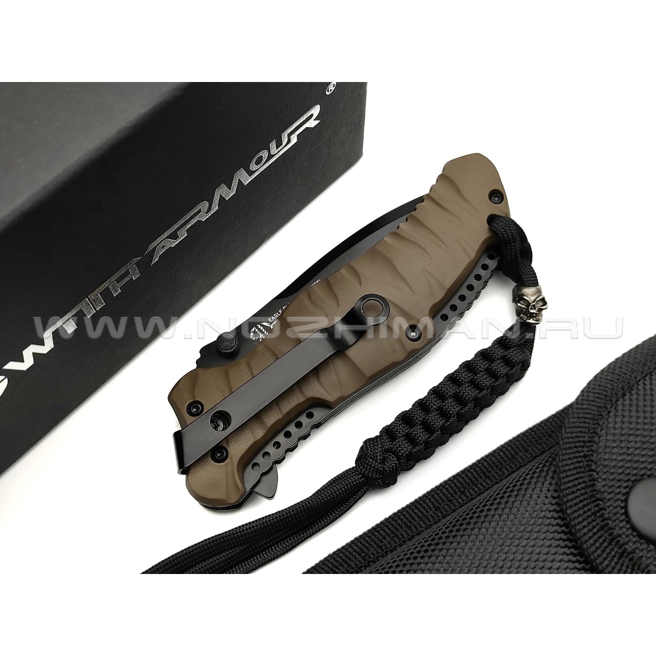 WithArmour складной нож Eagle Claw WA-004TN сталь 440C black, рукоять Rubber tan