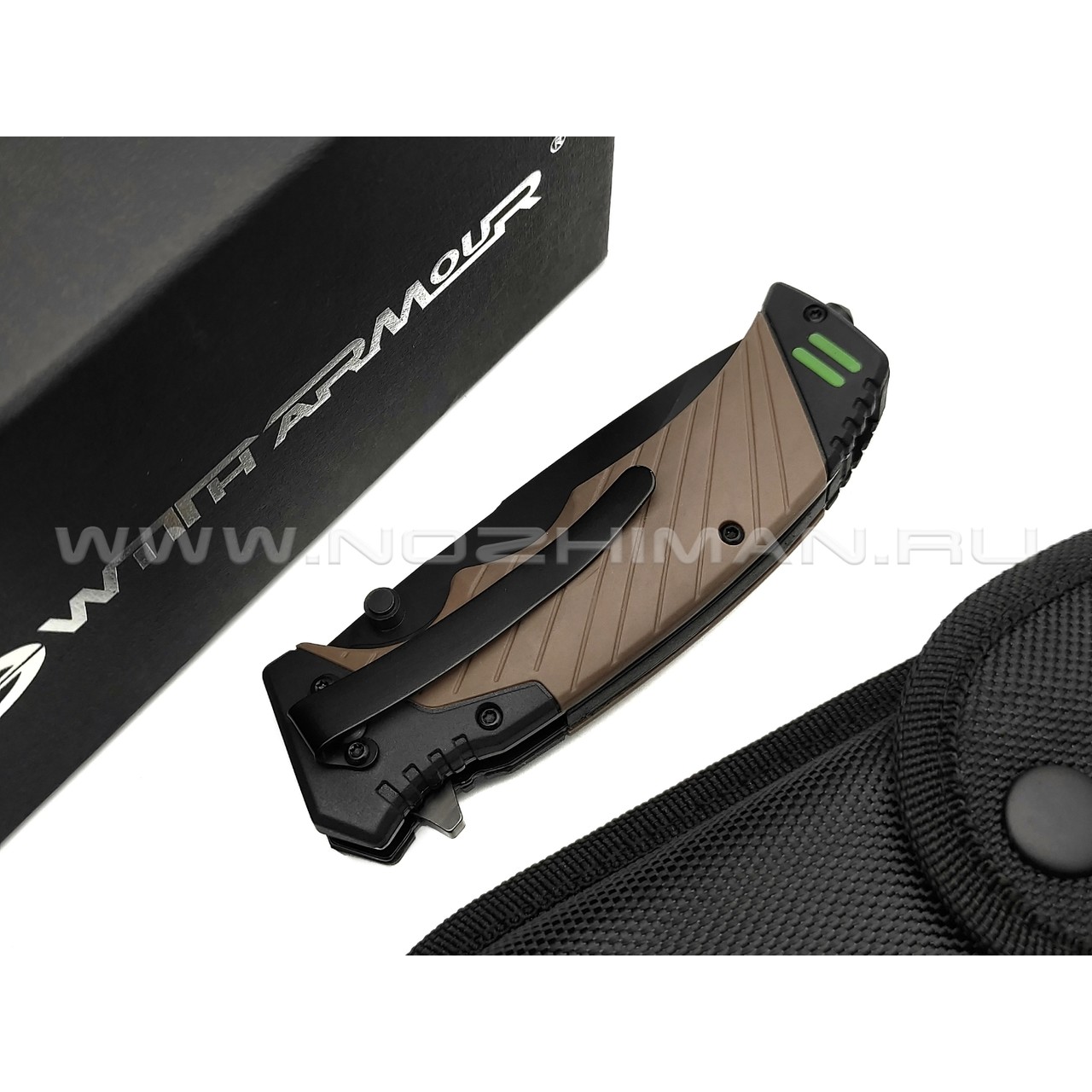 WithArmour складной нож выживания Nightingale WA-031TN сталь 440C black, рукоять PP, TPR, огниво, свисток, стеклобой