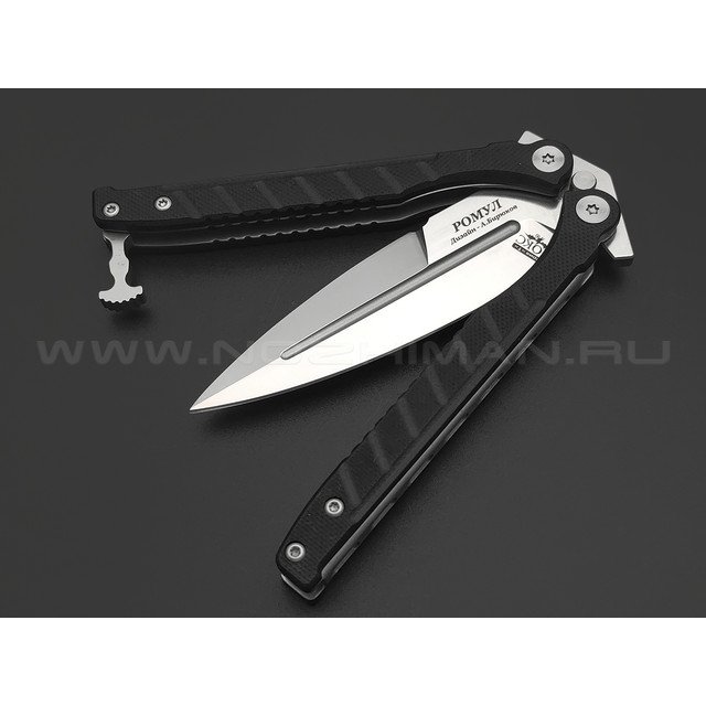 Нокс нож-балисонг Ромул 205-180401 сталь Aus-8 satin, рукоять G10 black
