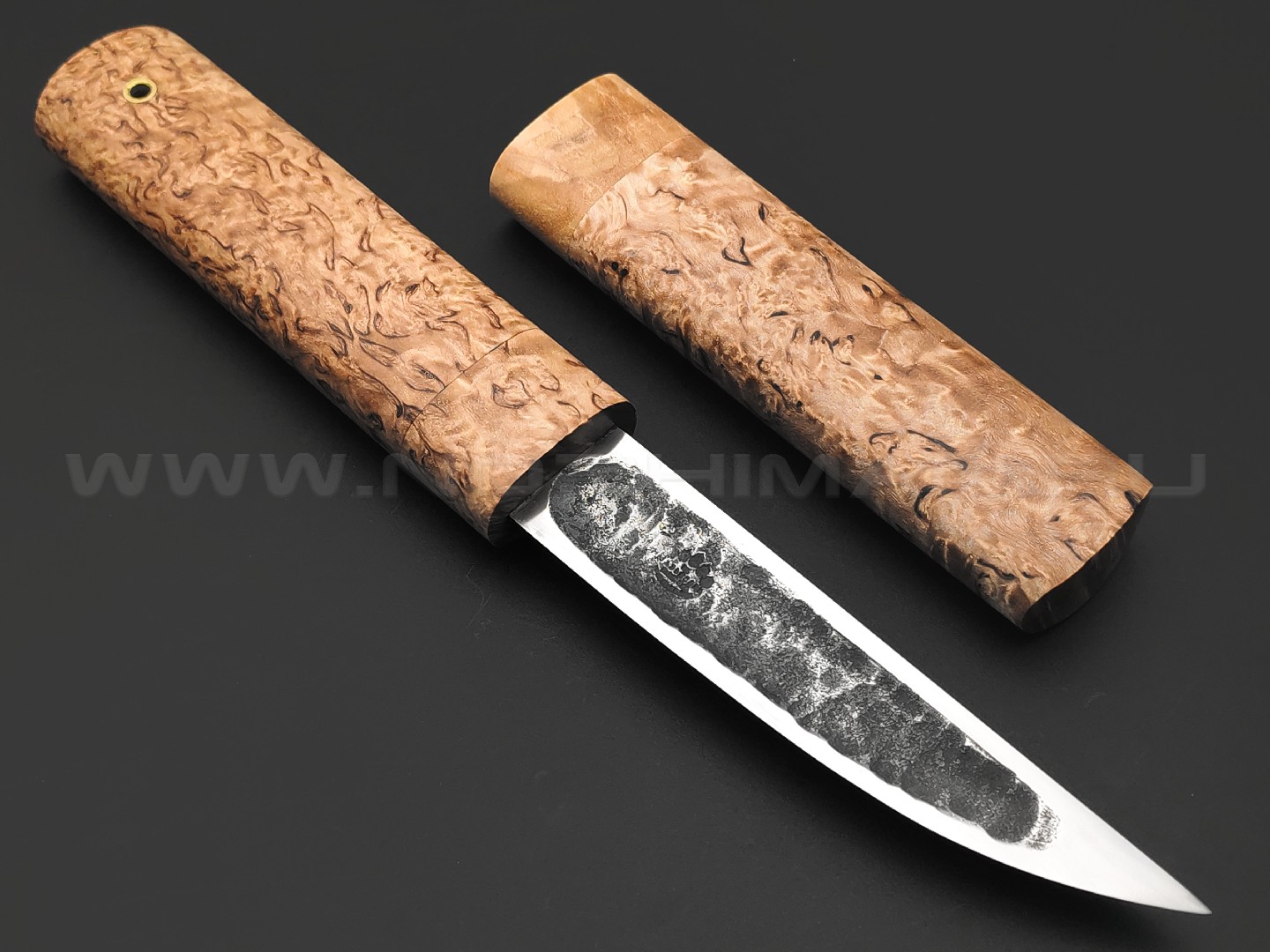 Товарищество Завьялова нож Якут-М, сталь K340, рукоять Карельская береза, деревянные ножны