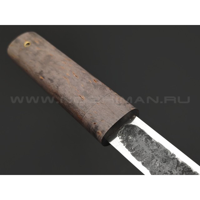 Товарищество Завьялова нож Якут-Б, сталь K340, рукоять Карельская береза коричневая, деревянные ножны