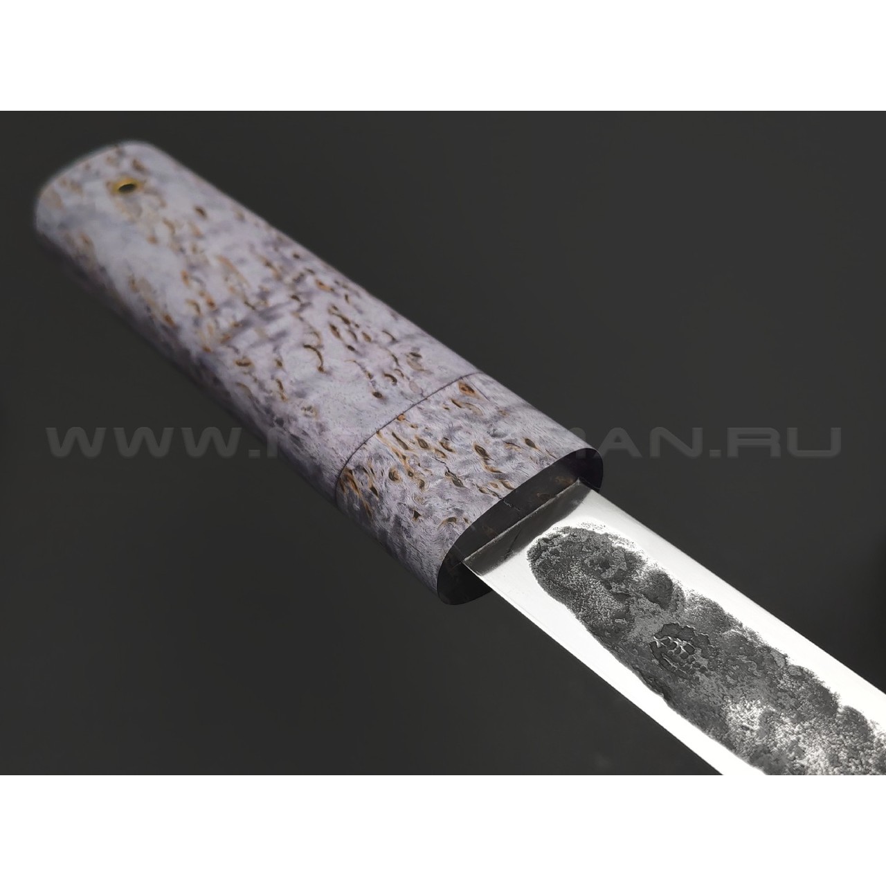 Товарищество Завьялова нож Якут-Б, сталь K340, рукоять Карельская береза синяя, деревянные ножны