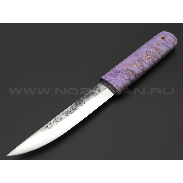 Товарищество Завьялова нож Якут-Б, сталь K340, рукоять Карельская береза синяя, деревянные ножны