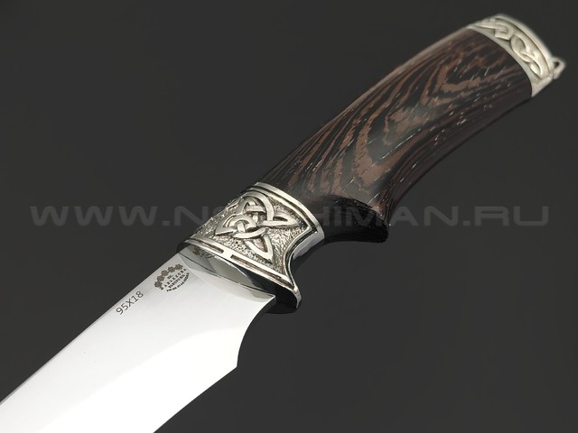 Товарищество Завьялова нож Акула сталь 95Х18, рукоять Дерево венге, мельхиор