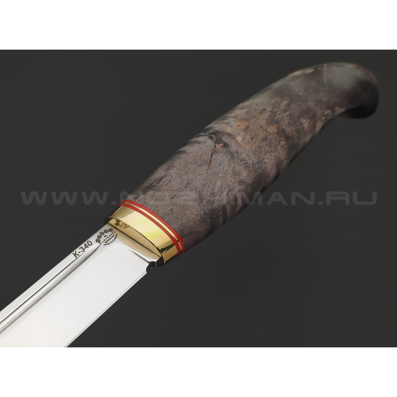 Товарищество Завьялова нож Финский сталь K340, рукоять Карельская береза коричневая, латунь