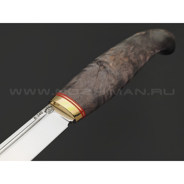Товарищество Завьялова нож Финский сталь K340, рукоять Карельская береза коричневая, латунь