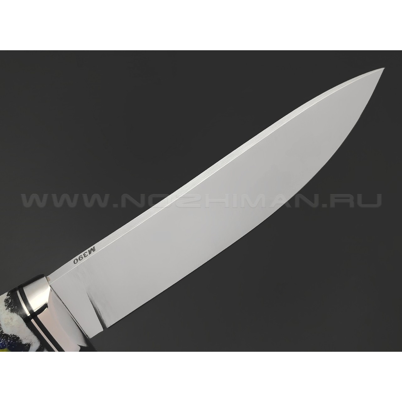 Товарищество Завьялова нож Скинер-М сталь M390, рукоять Микарта, мельхиор, пины