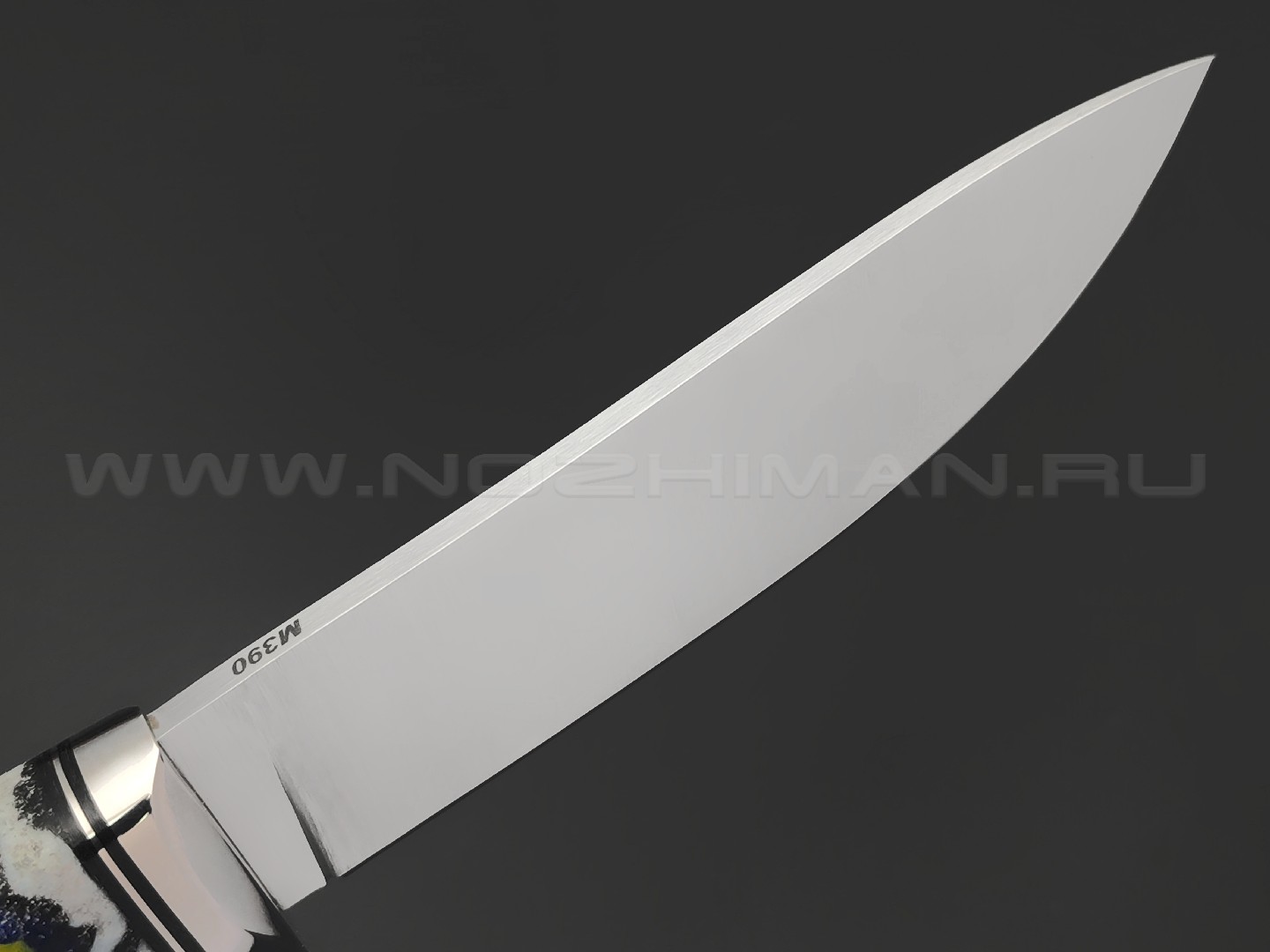 Товарищество Завьялова нож Скинер-М сталь M390, рукоять Микарта, мельхиор, пины