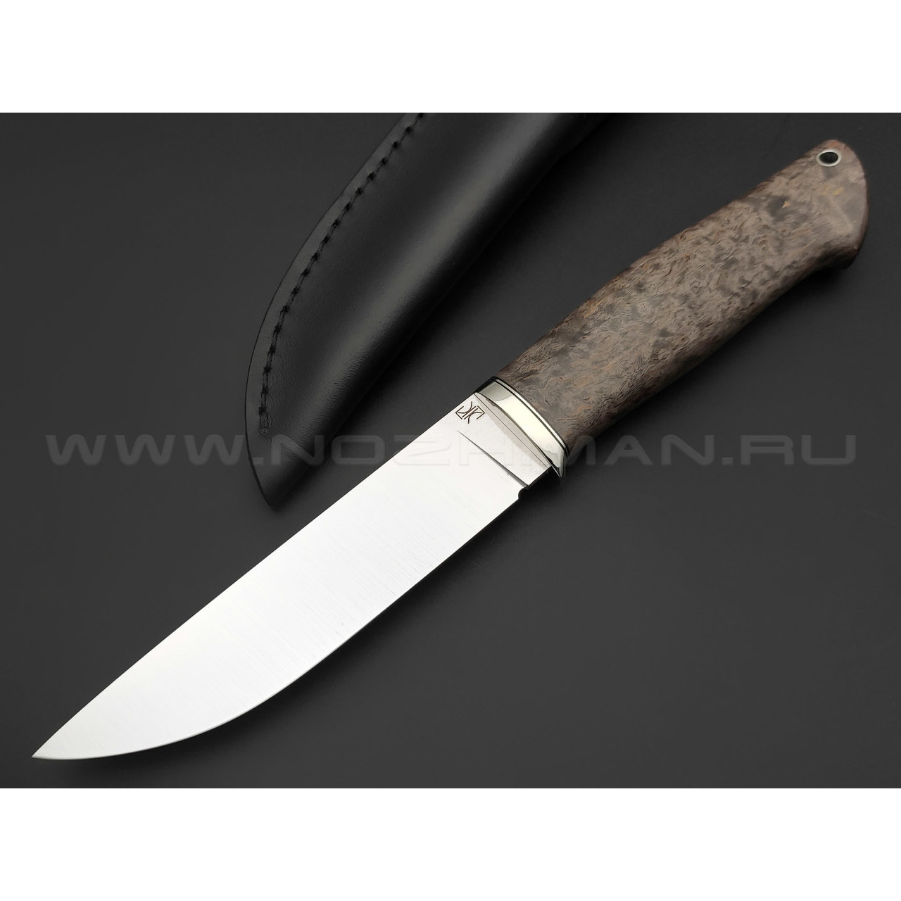 Кузница Ковчег нож Скаут сталь VG-10, рукоять Стаб. карельская береза коричневая, мельхиор