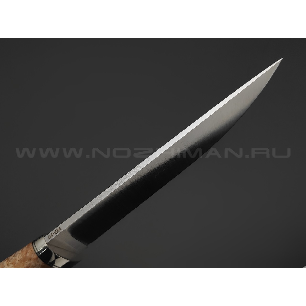 Кузница Ковчег нож Скаут сталь VG-10, рукоять Стаб. карельская береза, мельхиор