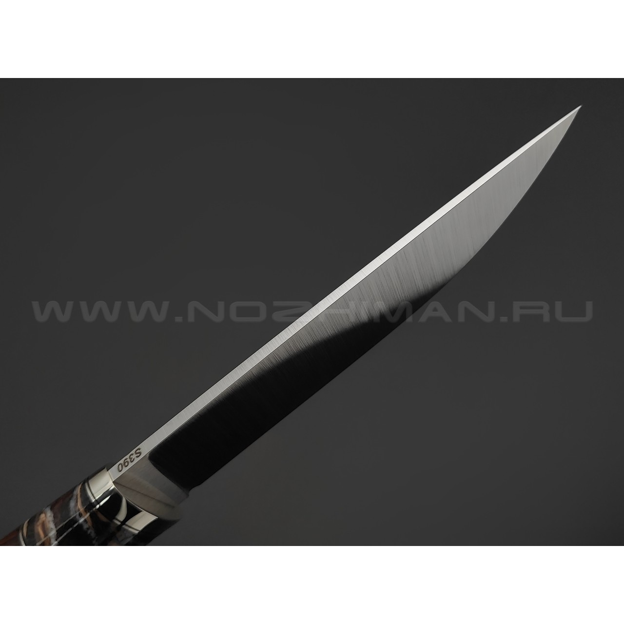 Кузница Ковчег нож Скаут сталь S390, рукоять Айронвуд, зуб мамонта, мельхиор