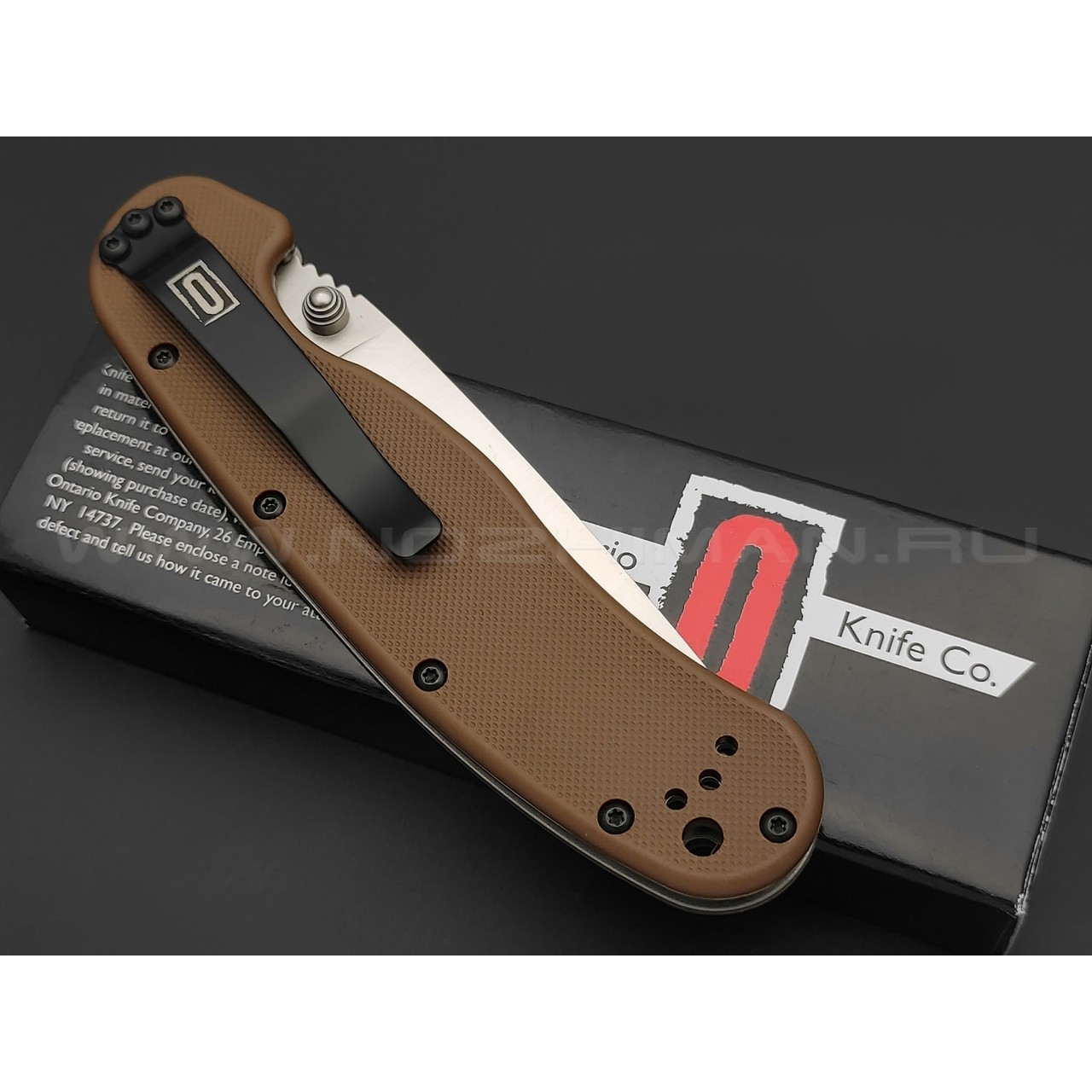 Нож Ontario RAT-1 Satin 8848CB сталь Aus-8 рукоять GRN brown