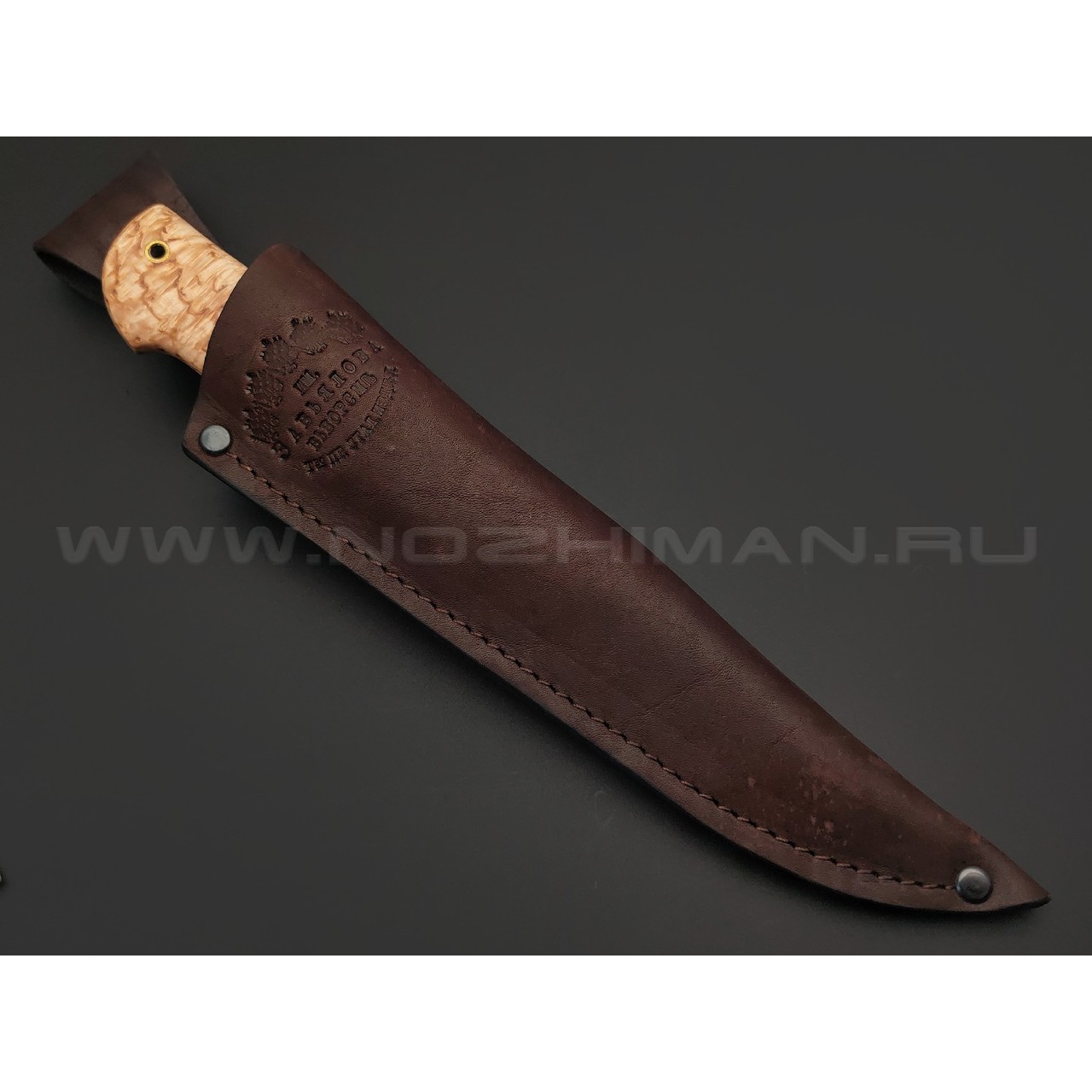 Товарищество Завьялова нож Кабзон сталь K340, рукоять Карельская береза, кориан, латунь