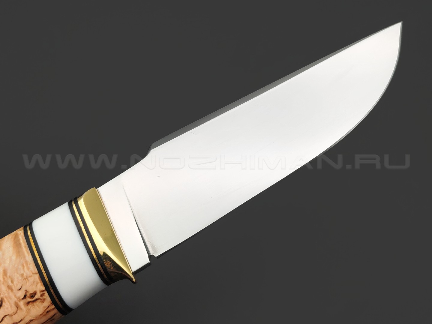 Товарищество Завьялова нож Кабзон сталь K340, рукоять Карельская береза, кориан, латунь