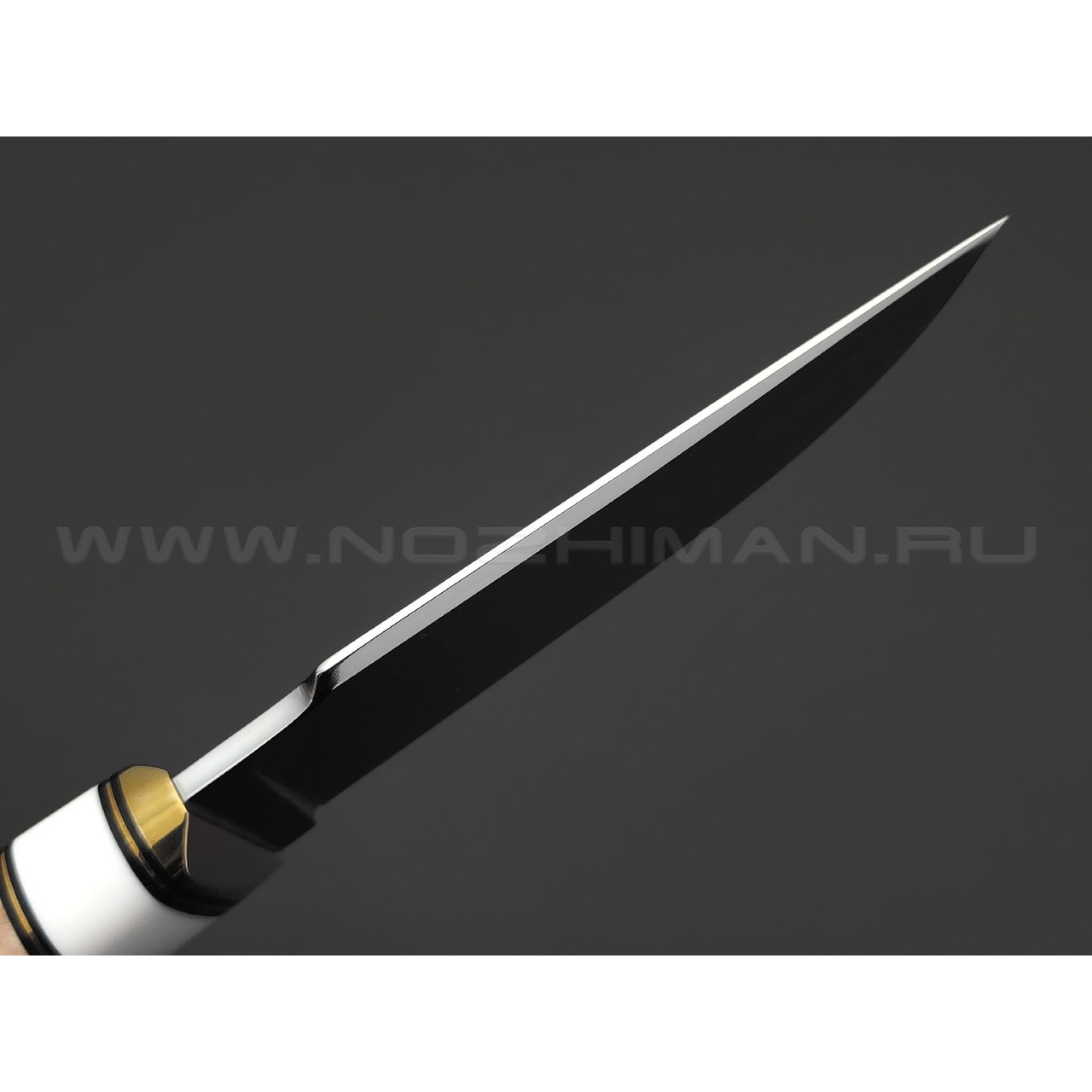 Товарищество Завьялова нож Кабзон сталь K340, рукоять Карельская береза, кориан, латунь