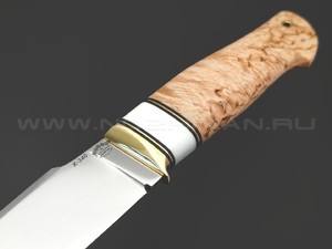 Товарищество Завьялова нож Кабзон сталь K340, рукоять Карельская береза, кориан, латунь