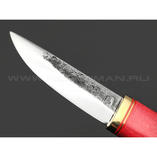Товарищество Завьялова нож Якут Шейный, сталь K340, рукоять Стаб. дерево красное, латунь