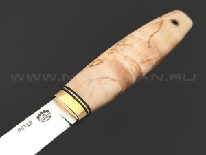 Товарищество Завьялова нож Маус сталь 95Х18, рукоять Карельская береза, латунь
