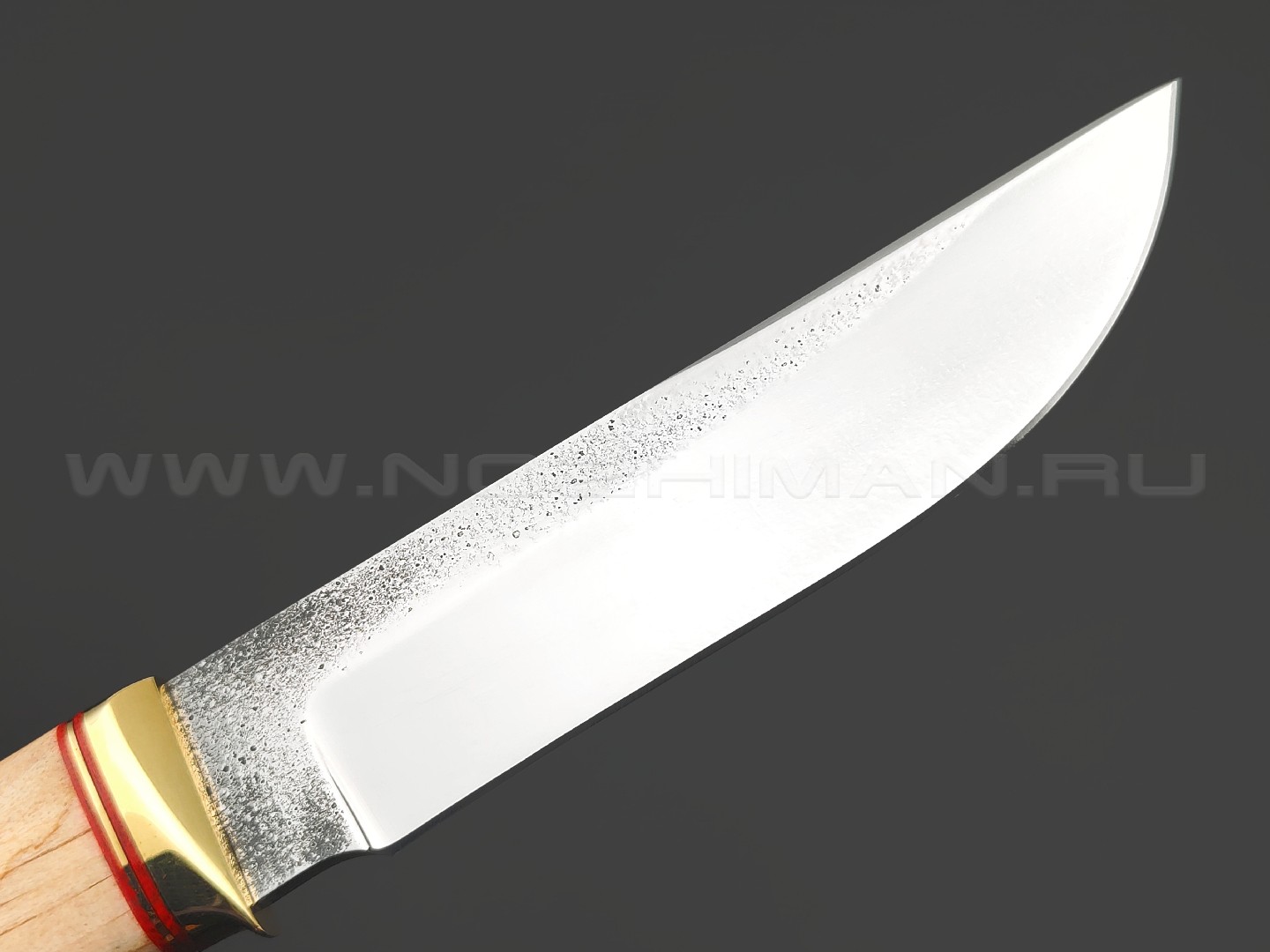 Товарищество Завьялова нож Атаман сталь N690, рукоять Карельская береза, латунь