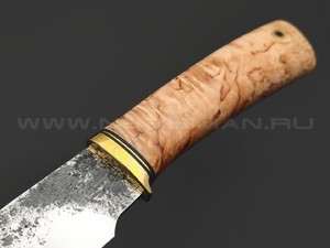 Товарищество Завьялова нож Аврора сталь 9ХС, рукоять Карельская береза, латунь