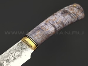 Товарищество Завьялова нож Бригадир сталь 9ХС, рукоять Стабилизированное дерево синее, латунь