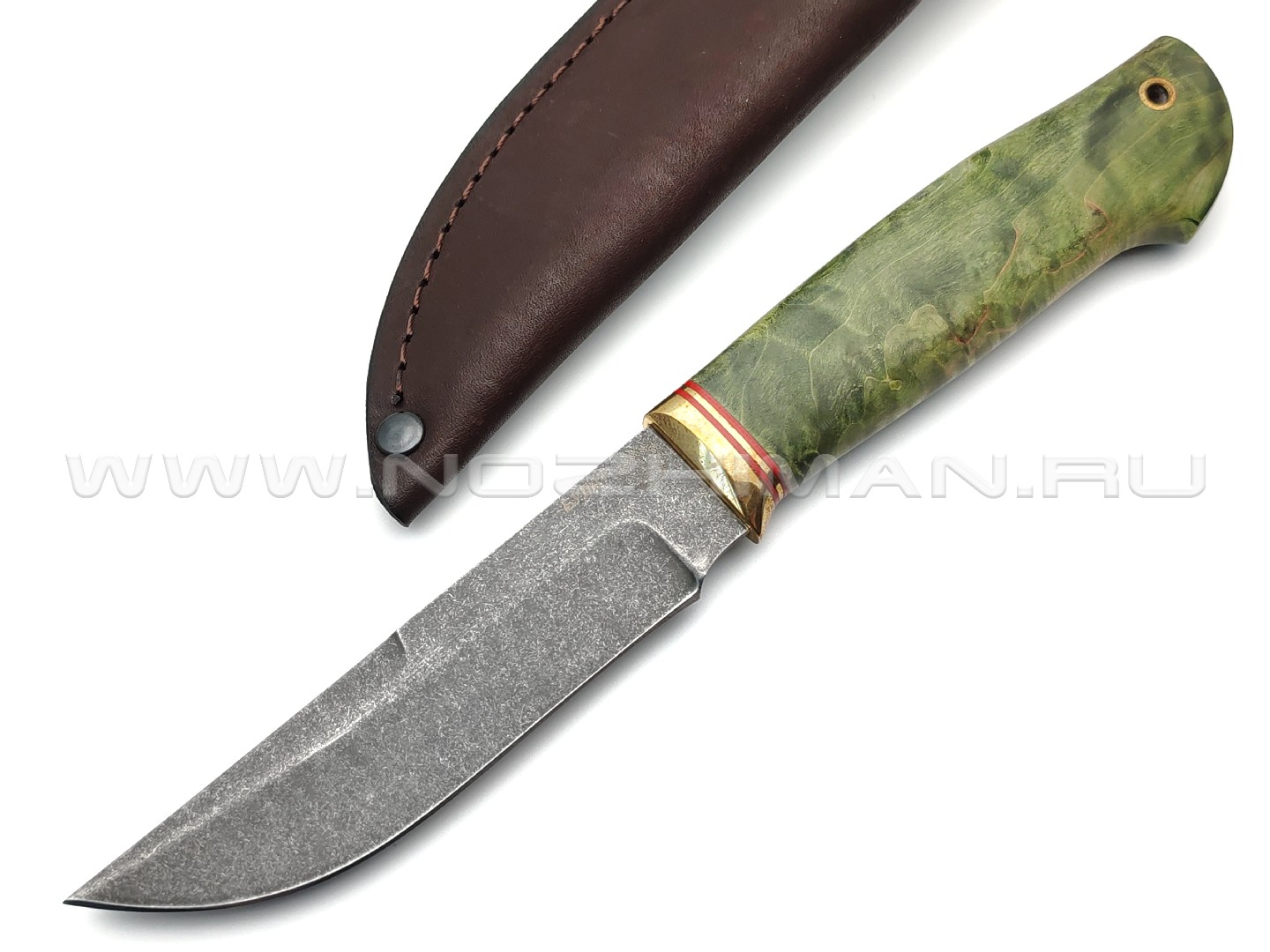 Товарищество Завьялова нож Атаман сталь Булат, рукоять Стабилизированное дерево, латунь