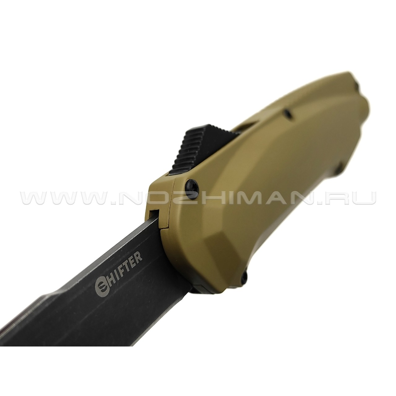 Shifter нож Rover сталь 9Cr14MoV блэквош, рукоять Zinc Alloy Tan