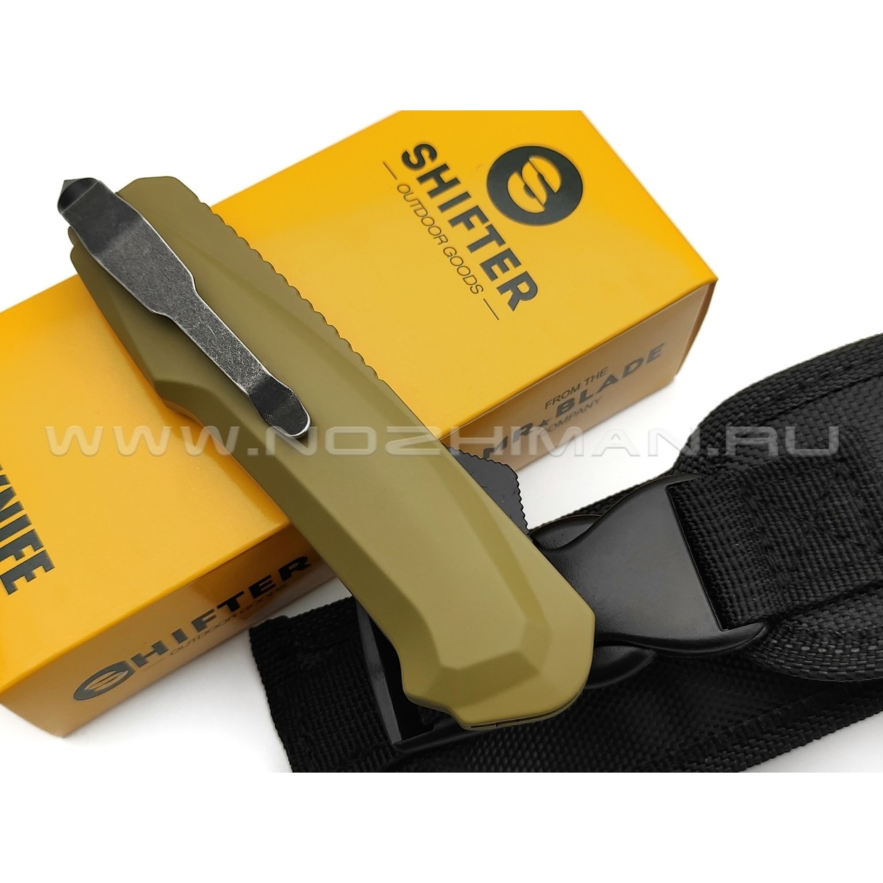 Shifter нож Rover сталь 9Cr14MoV блэквош, рукоять Zinc Alloy Tan