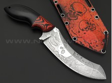 Волчий Век нож Кондрат 12 Custom сталь N690 WA худ. травление, рукоять G10 black & red, пины карбон