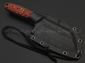 Волчий Век нож Бугай Custom сталь 95Х18 WA худ. травление, рукоять G10 black & red, пин WA, пины карбон