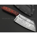 Волчий Век нож Бугай Custom сталь 95Х18 WA худ. травление, рукоять G10 black & red, пин WA, пины карбон