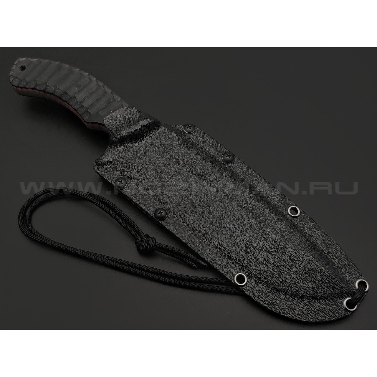 Волчий Век нож Команданте Big Tactical Edition сталь 95Х18 WA стоунвош, рукоять G10 black & red, пины карбон
