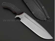 Волчий Век нож Команданте Big Tactical Edition сталь 95Х18 WA stonewash, рукоять G10 black & red, пины карбон