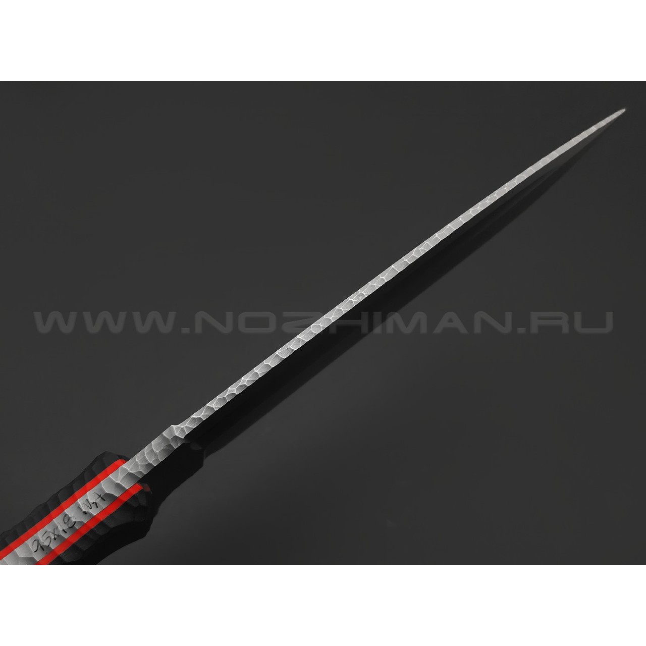 Волчий Век нож Команданте Big Tactical Edition сталь 95Х18 WA стоунвош, рукоять G10 black & red, пины карбон