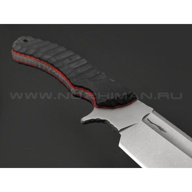 Волчий Век нож Команданте Big Tactical Edition сталь 95Х18 WA стоунвош, рукоять G10 black & red, пины карбон