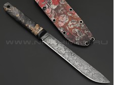 Волчий Век нож Слон Custom сталь Niolox WA худ. травление, рукоять карельская берёза, карбон