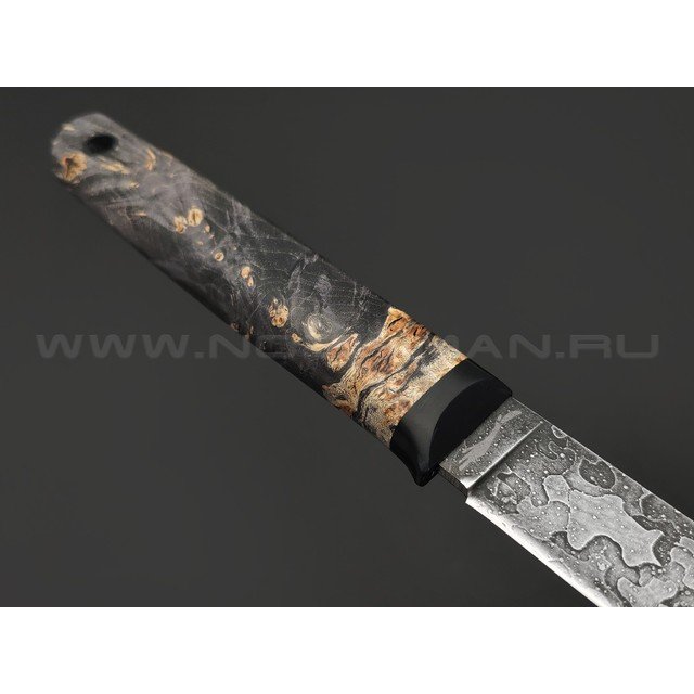 Волчий Век нож Слон Custom сталь Niolox WA худ. травление, рукоять карельская берёза, карбон